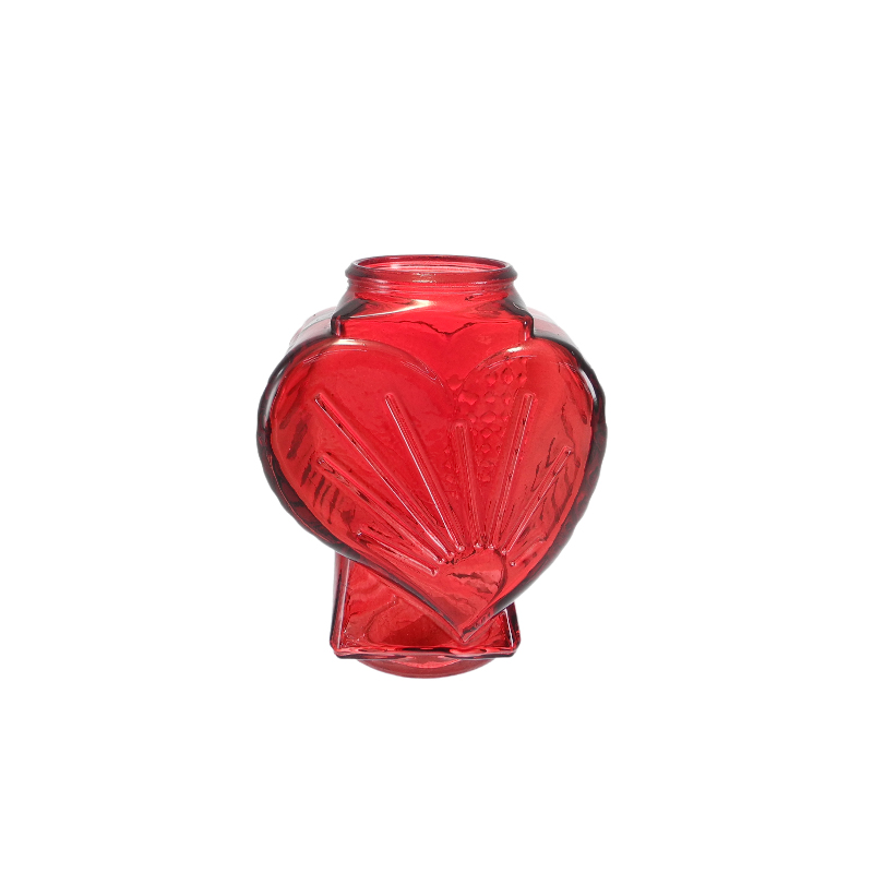 Valentine's Day Red Heart-shaped Glass Vase YD-VL-099