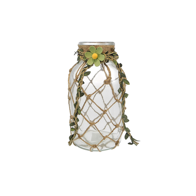 Flower-decorated Woven Glass Bottle YD-ACC-078