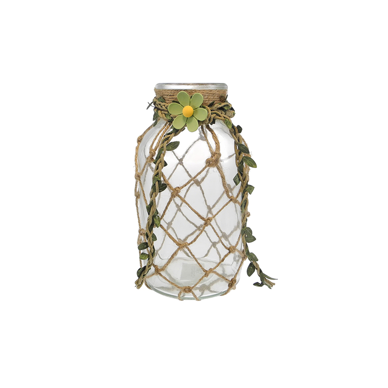 Flower-decorated Woven Glass Bottle YD-ACC-078