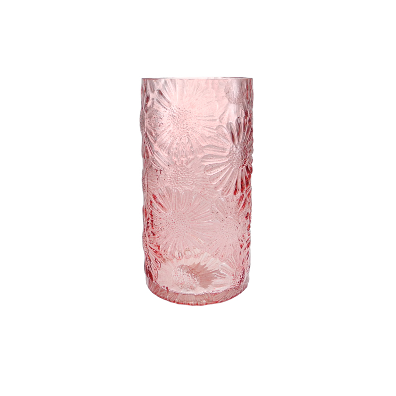 Pink Flower Relief Glass Vase YD-SS-156