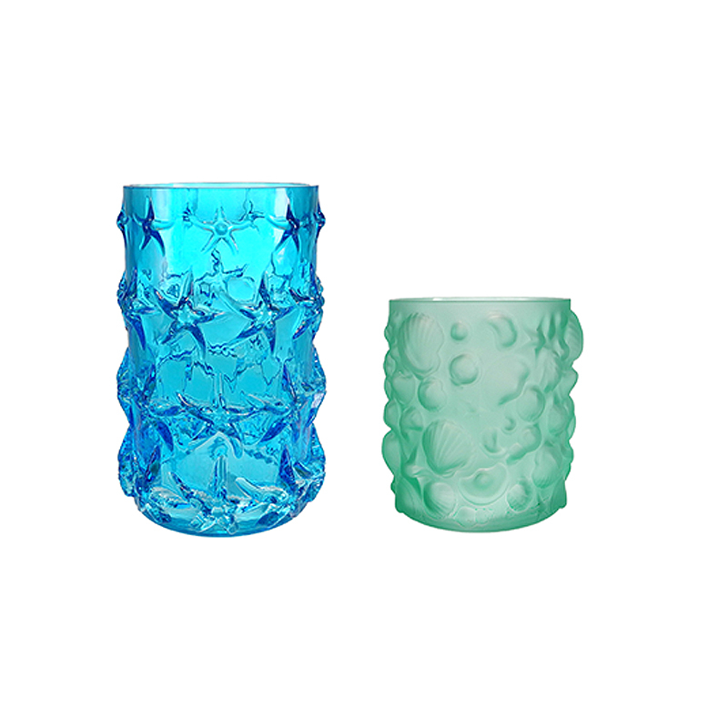 Ocean-patterned Colored Glass Vase YD-OBS-162