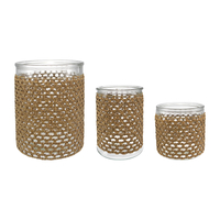 Straight-shaped Brown Woven Glass Bottle YD-ACC-068