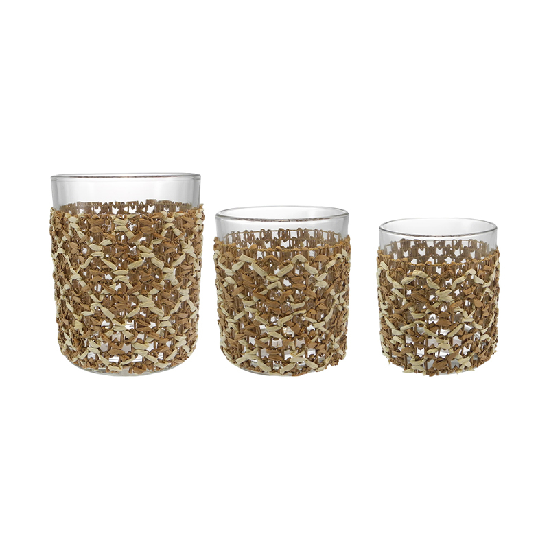Straight-sided Two-color Woven Glass Bottle YD-ACC-069