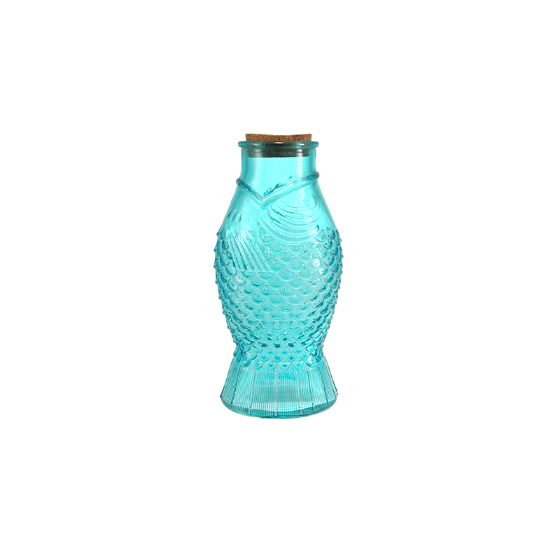 Fish-shaped Colored Glass Decorative Bottle YD-OBS-154