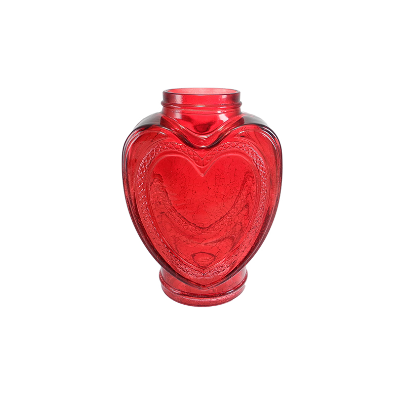 Valentine's Day Red Heart-shaped Glass Vase YD-VL-099