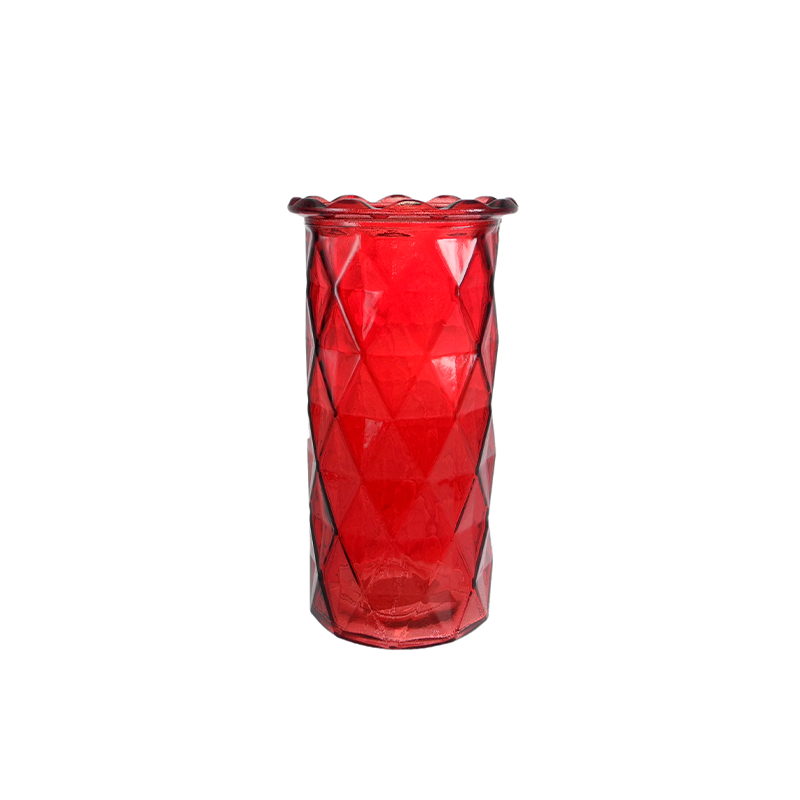 Diamond-patterned Valentine's Day Colored Glass Flower Vase YD-VL-098