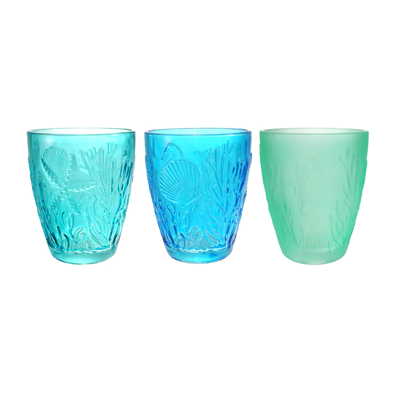 Ocean-patterned Conical Glass Cup YD-OBS-151