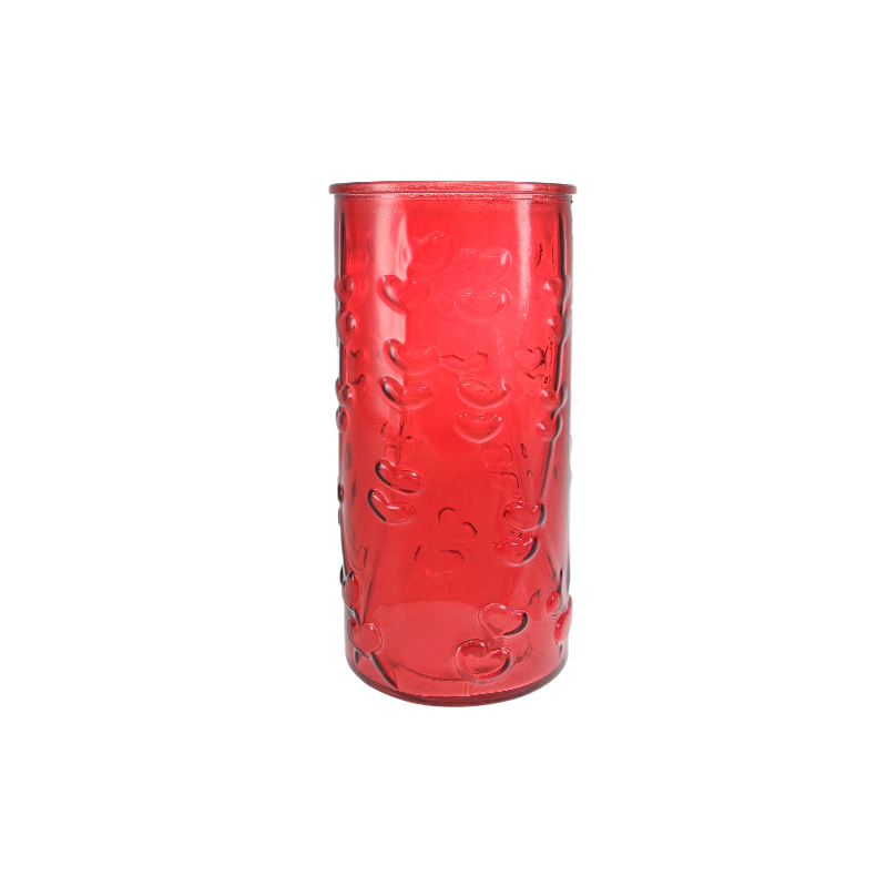 Heart-shaped Textured Spray-painted Glass Vase YD-VL-089
