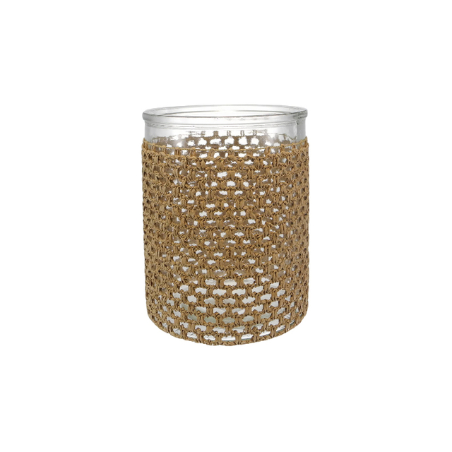 Straight-shaped Brown Woven Glass Bottle YD-ACC-068