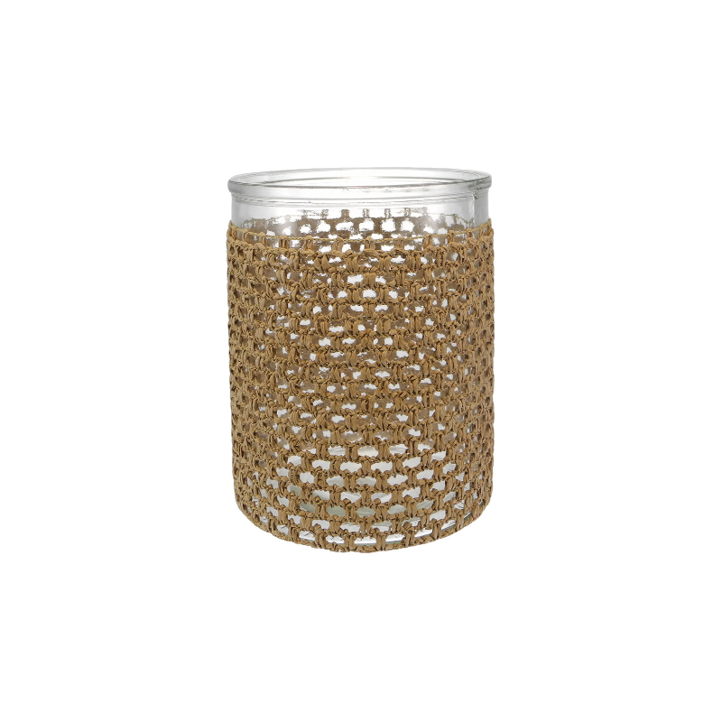 Straight-shaped Brown Woven Glass Bottle YD-ACC-068