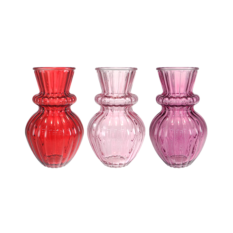 Valentine's Day Striped Colored Glass Flower Vase YD-VL-097
