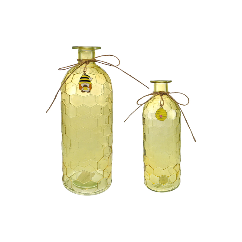 Honeycomb-patterned Colored Glass Vase YD-SS-176