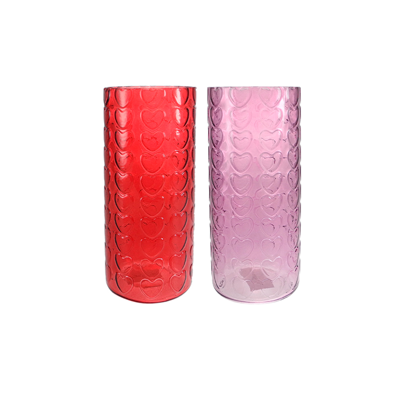 Heart-shaped Textured Spray-painted Glass Vase YD-VL-089