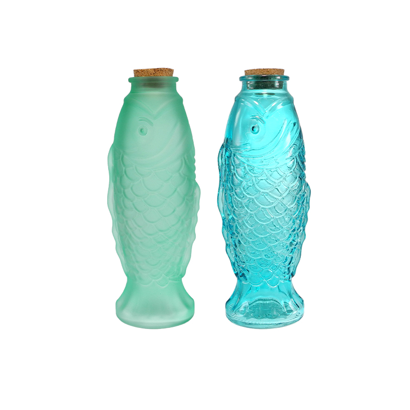 Fish-shaped Colored Glass Decorative Bottle YD-OBS-154