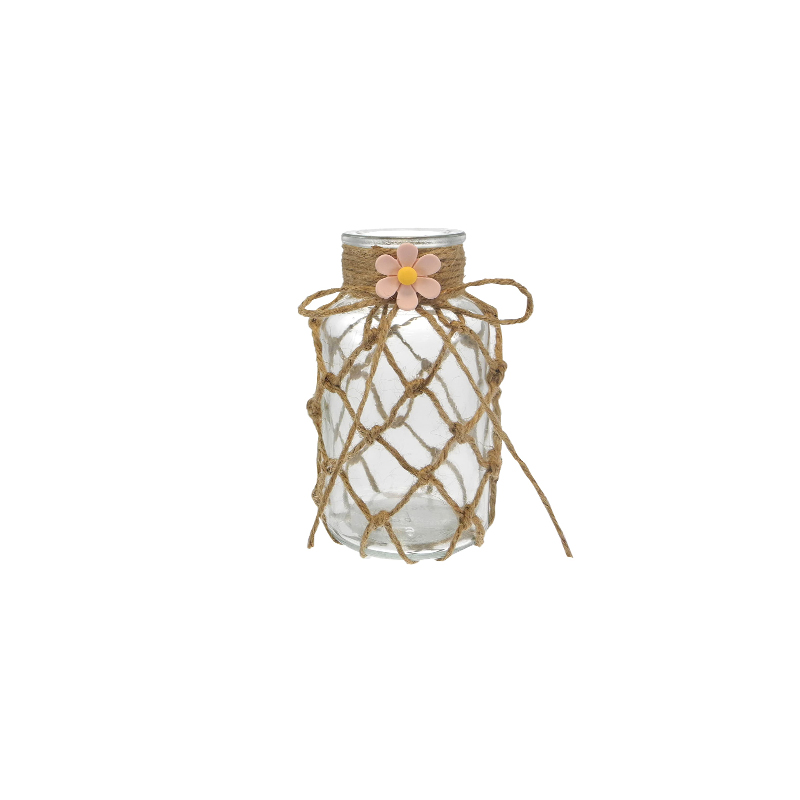 Flower-decorated Woven Glass Bottle YD-ACC-078