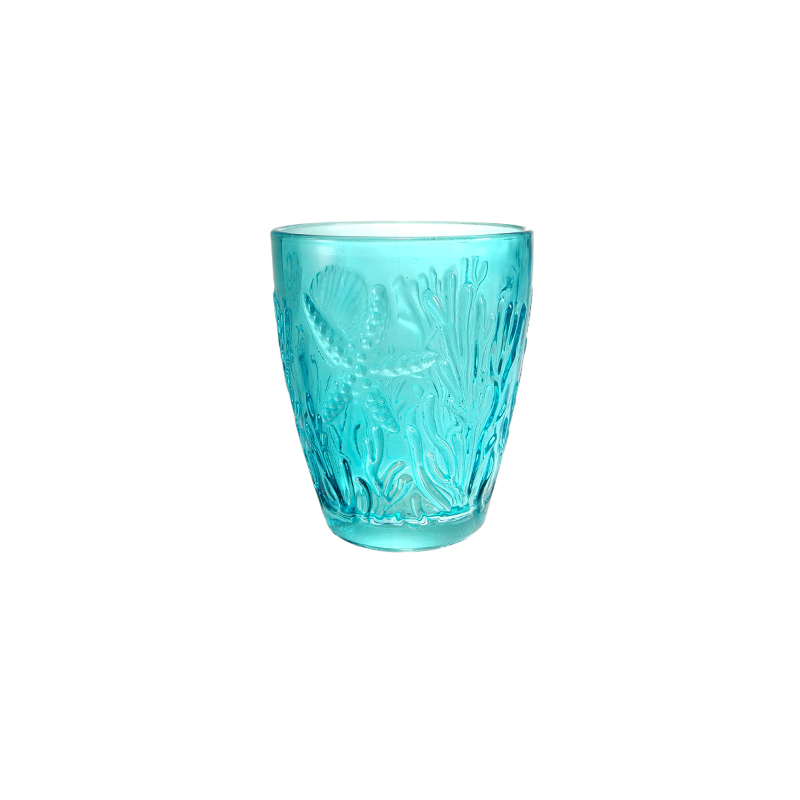Ocean-patterned Conical Glass Cup YD-OBS-151