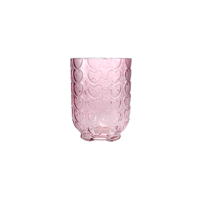Heart-shaped Textured Spray-painted Glass Vase YD-VL-089
