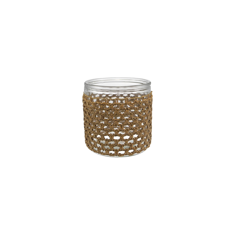 Straight-shaped Brown Woven Glass Bottle YD-ACC-068