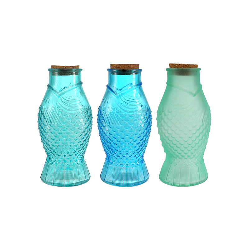 Fish-shaped Colored Glass Decorative Bottle YD-OBS-154