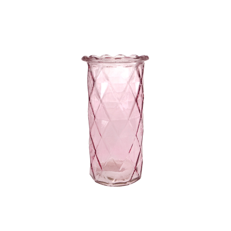 Diamond-patterned Valentine's Day Colored Glass Flower Vase YD-VL-098