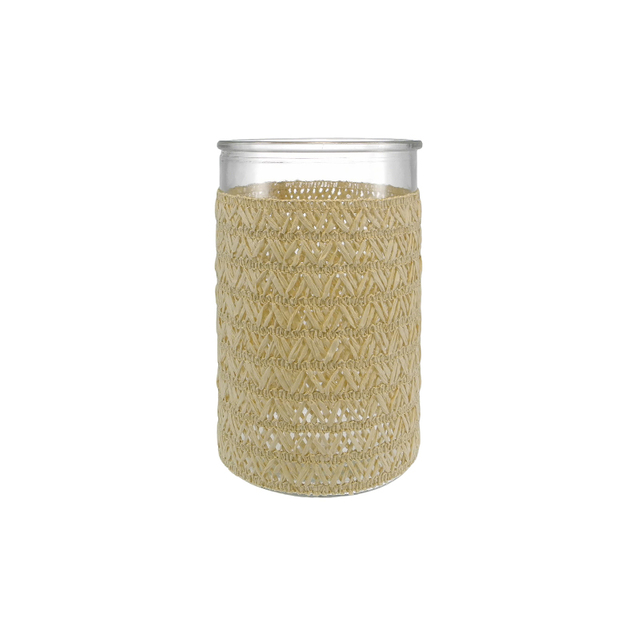 Straight Tube Khaki-colored Woven Glass Bottle YD-ACC-071
