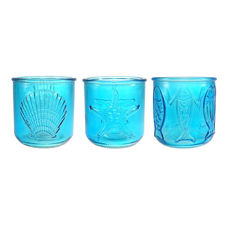 Ocean-patterned Glass Candle Cup YD-OBS-150